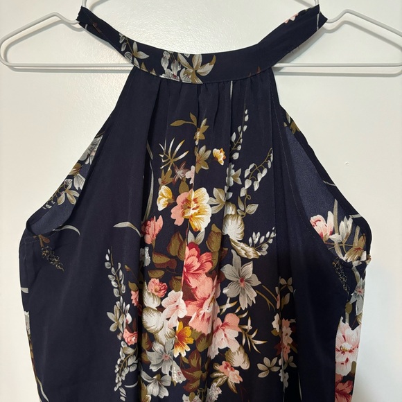 Shein Floral Print Tie Back Belted Maxi Dress Navy Blue women’s size small - Picture 6 of 15
